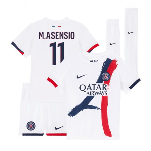 Fotballdrakt Barn Paris Saint-Germain Marco Asensio #11 Bortedraktsett 2024-25 Kortermet (+ Korte bukser)